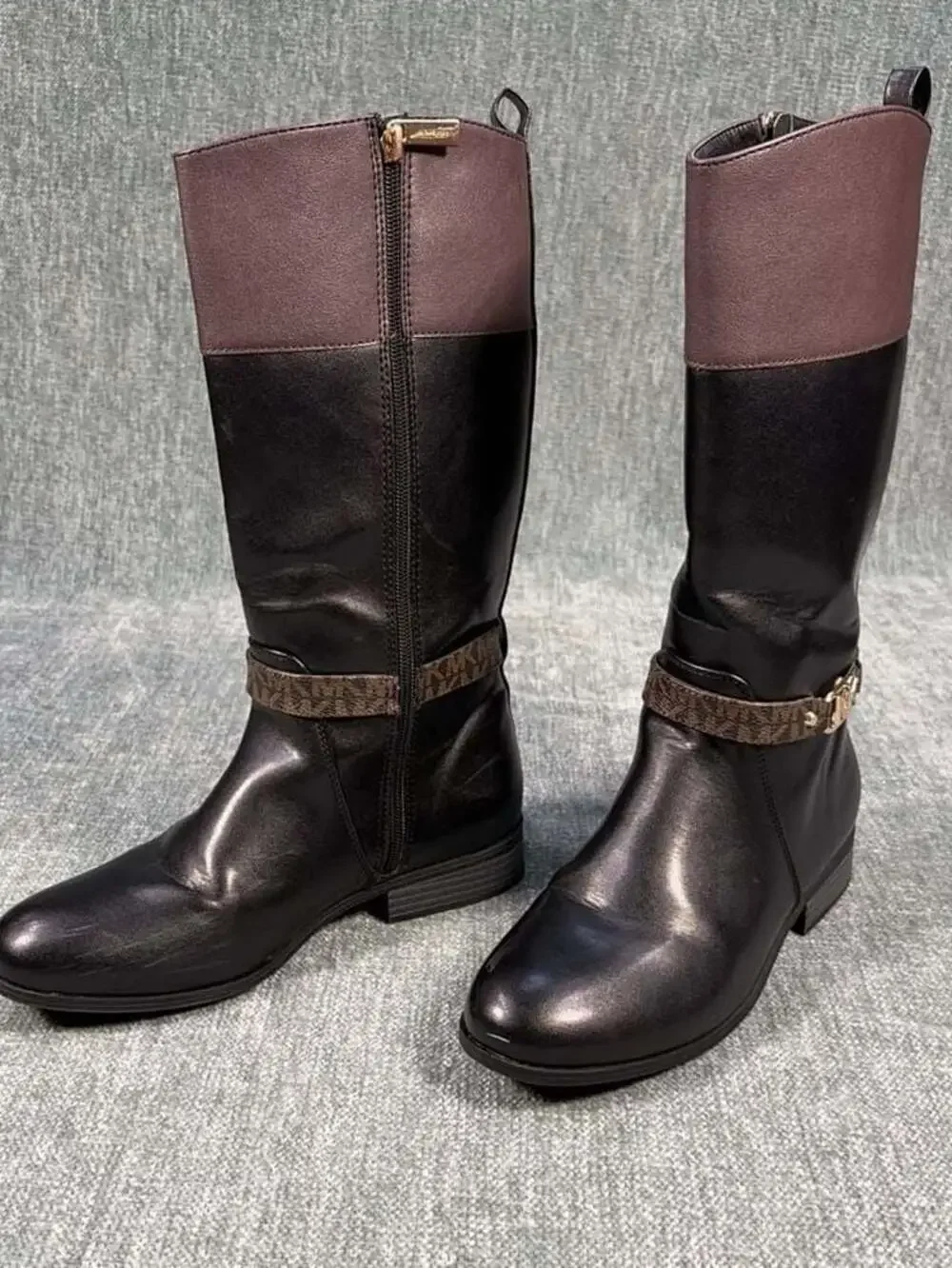 Michael Kors Riding Boots Tall Shaft Finley Bransyn Logo Detail Size 5